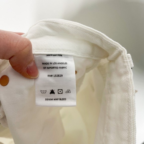 GRLFRND Karolina High Rise Straight Crop Jeans‎ White Frayed Hem Denim Sz 26 NEW - Picture 10 of 12